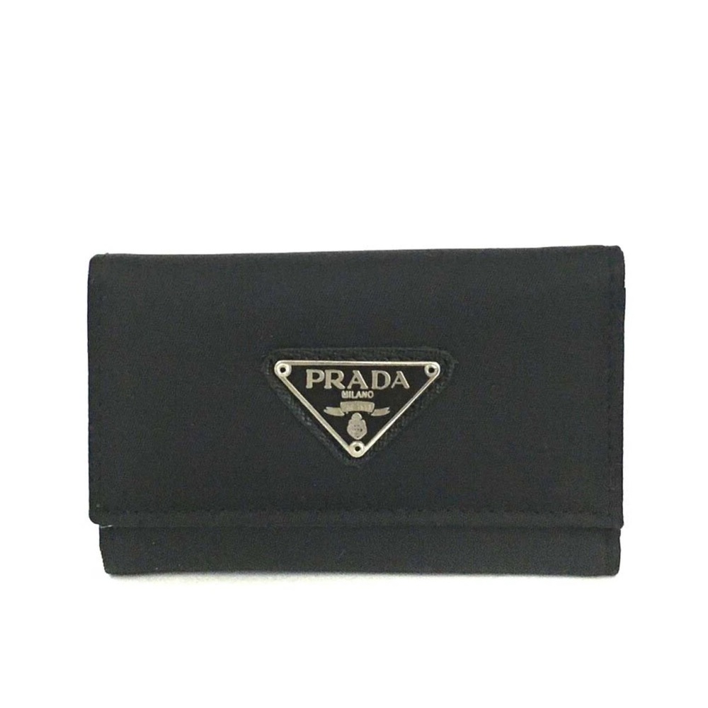 🔥PRADA LOGO PLATE NYLON LEATHER 6 RING KEY HOLDER🔥